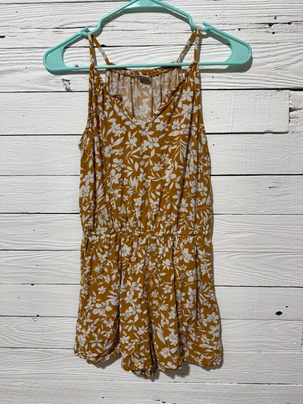 Old Navy Mustard and White Floral Romper